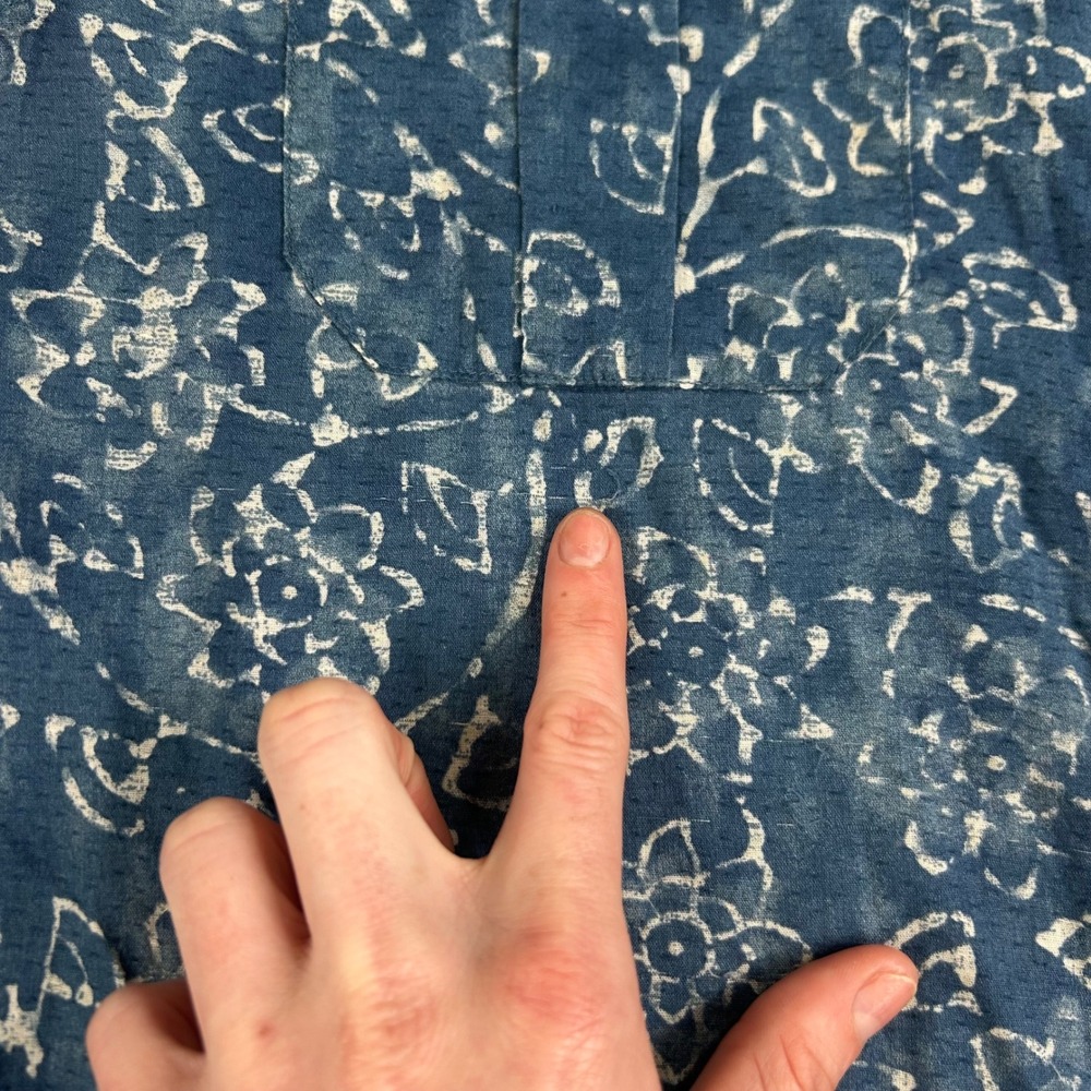 Lauren Ralph Lauren Denim Floral Y2K Blue Boho Western Cottagecore Shirt Medium - Picture 9 of 9